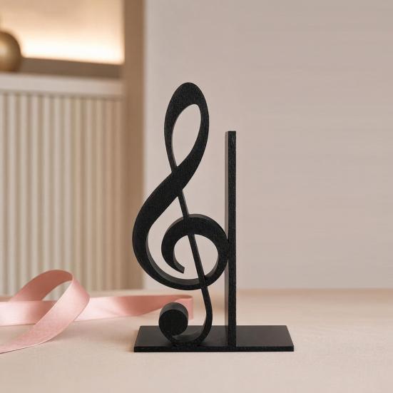 Treble Clef Table Ornament 3D Printed Music Note Bookend, Decorative Shelf Organizer, Modern Desk Decor for Home Book Office Study, Heavy Base Sturdy