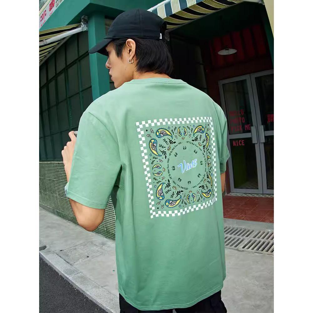 Vans Popular Loose Fit Cashew Flower Print Round Neck Short Sleeve T-Shirt Unisex Tops Green VN0A7TOPZXQ