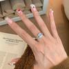 Sea blue Zircon rings for women Gentle style new in Light luxury fashion exquisite engagement ring Zircon