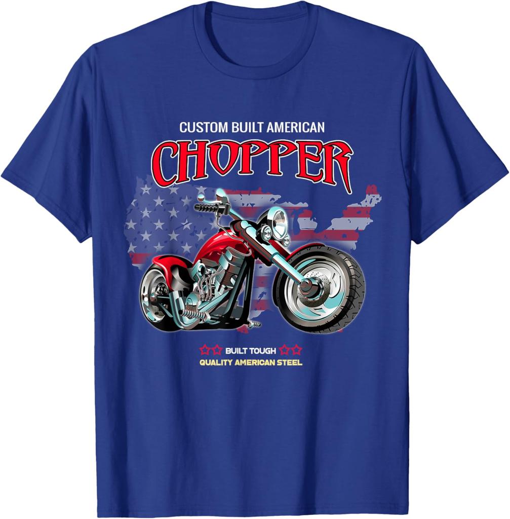 American Motorcycle USA Steel Custom Chopper TShirt 100 Cotton ONeck Short Sleeve Summer Casual Mens Tshirt Streetwear