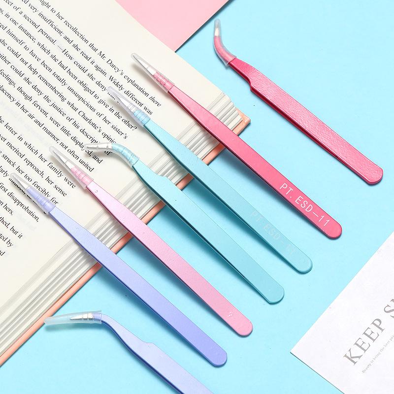 1Set Stainless Steel Straight Curved Tweezers For Nail Art Sticker  Picking Tool Makeup Eyelash Diy Tweezer Tool