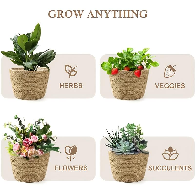 3 Stück Runder Handgewebter Übertopf im Rustikalen Stil, Perfekt für Kleine und Mittelgroße Pflanzen, Ideal für Innen- und Außendekoration