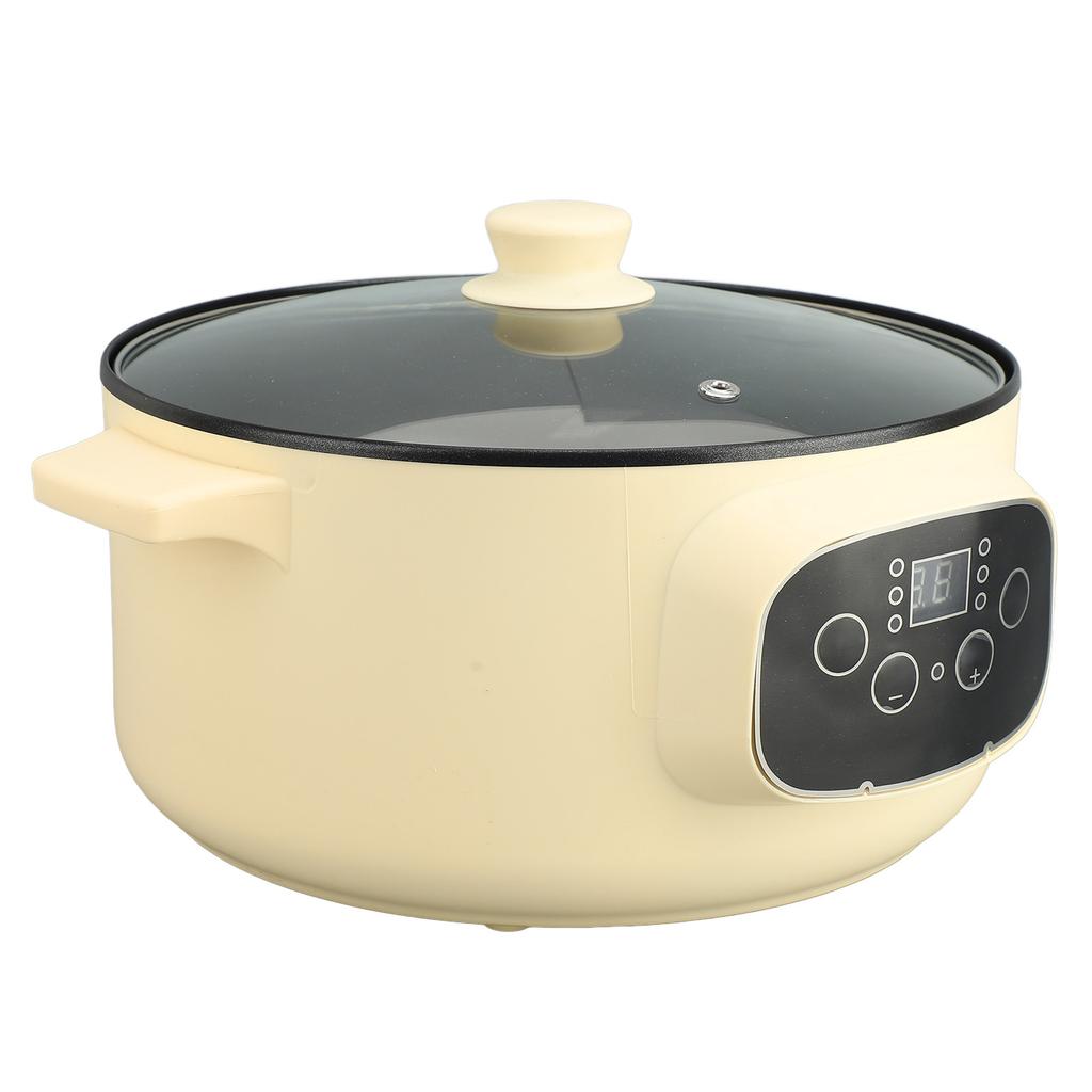 26cm Electric Pot Khaki Anti Stick Smart Reservation Temperature Control Anti Dry Burn Electric