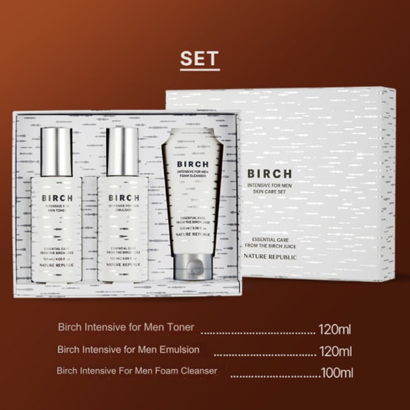 

Nature Republic Birch Intensive для ухода за кожей у мужчин(Тонер+Эмульсия+Пенное очищающее средство) набор SET