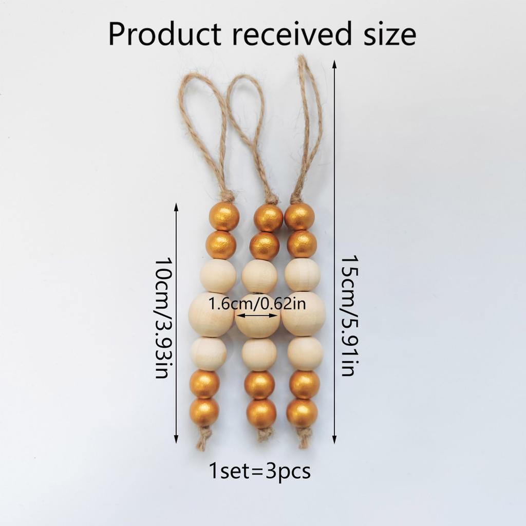 9pcs Christmas Tree Ornament Wood Bead String Pendant Christmas Wood Beads Pendant Christmas Tree Hanging Decoration