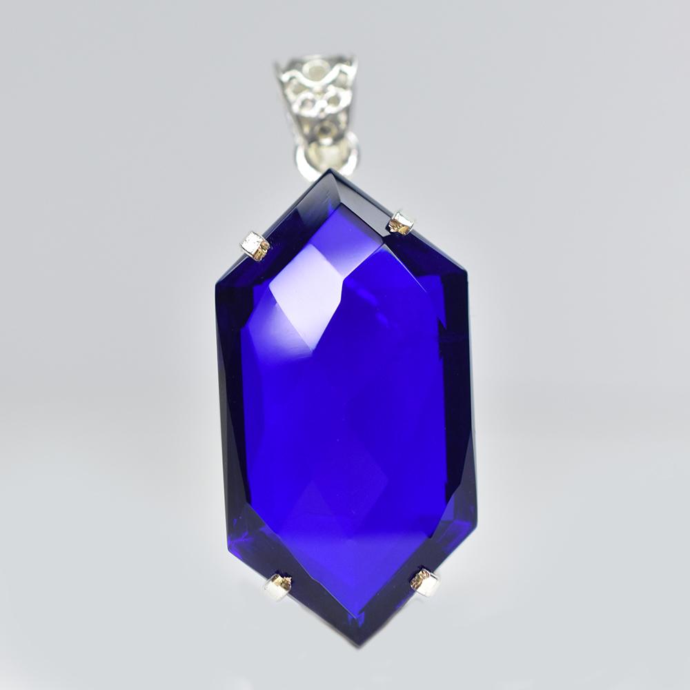 

81.4 Ct Fancy Cut Blue Topaz Pendant 925 Sterling Silver Certified Jewelry MY-PD-140-NS 39.9 mm Approx. синій