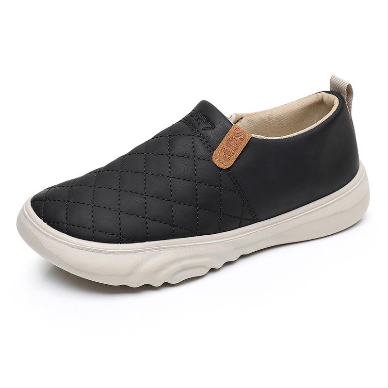Women's Autumn Non-slip Leather Casual Mom Shoes - Thick Sole Old Beijing Style