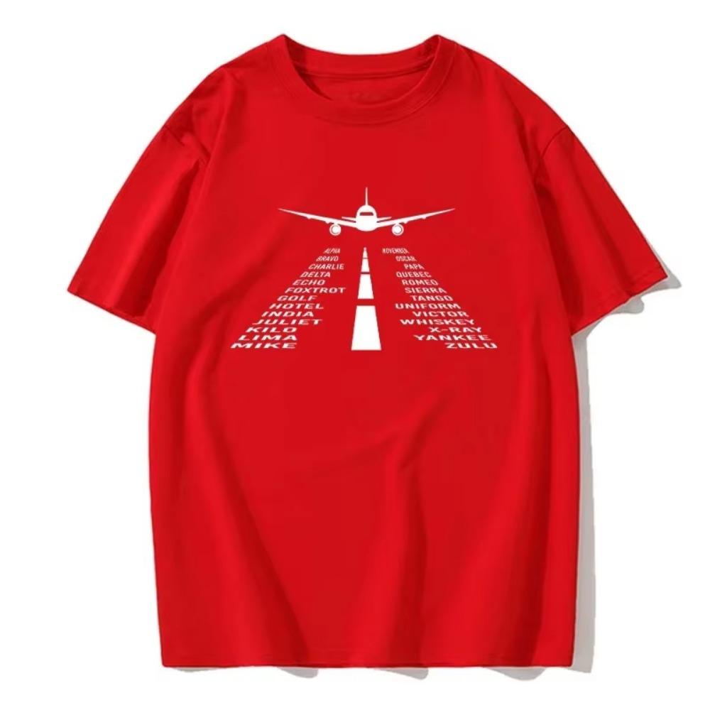Summer Men's Short Sleeved Airplane Letter Printed T-shirt, Men's Fashionable Street Clothing T-shirt