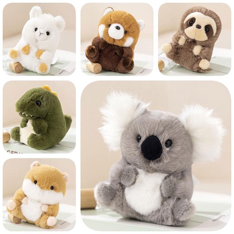 Adorable Animal Plush Toys Panda, Koala, Sloth, Hamster, Alpaca, Dinosaur, Short Plush Fabric, Pp Cotton Filling, Room Decor, Kids Gift