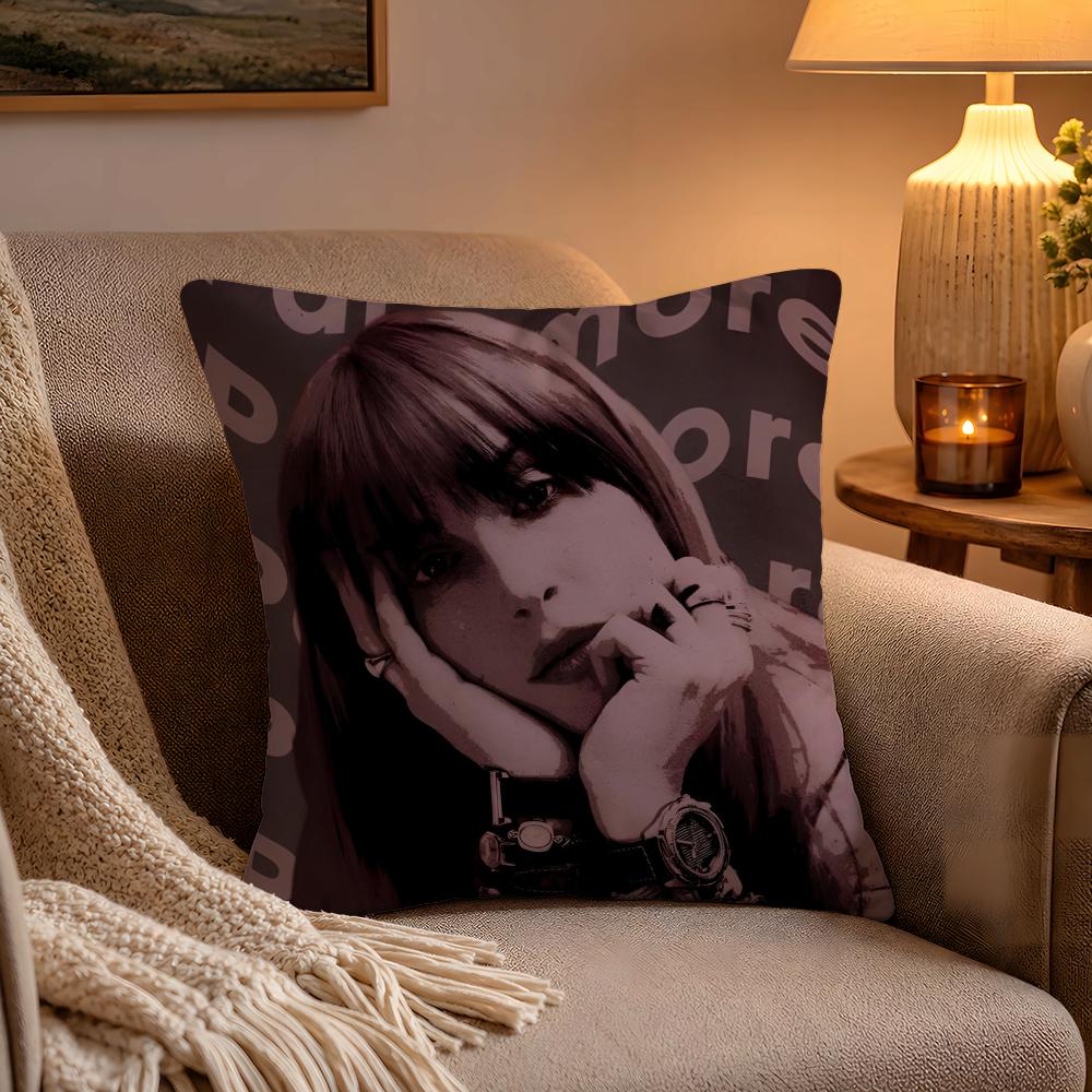 Hot Singer HHayley Williams Pillow Case Soft Plush Cushion Cover Double Print and Invisible Zipper for Sofa Home Car Use