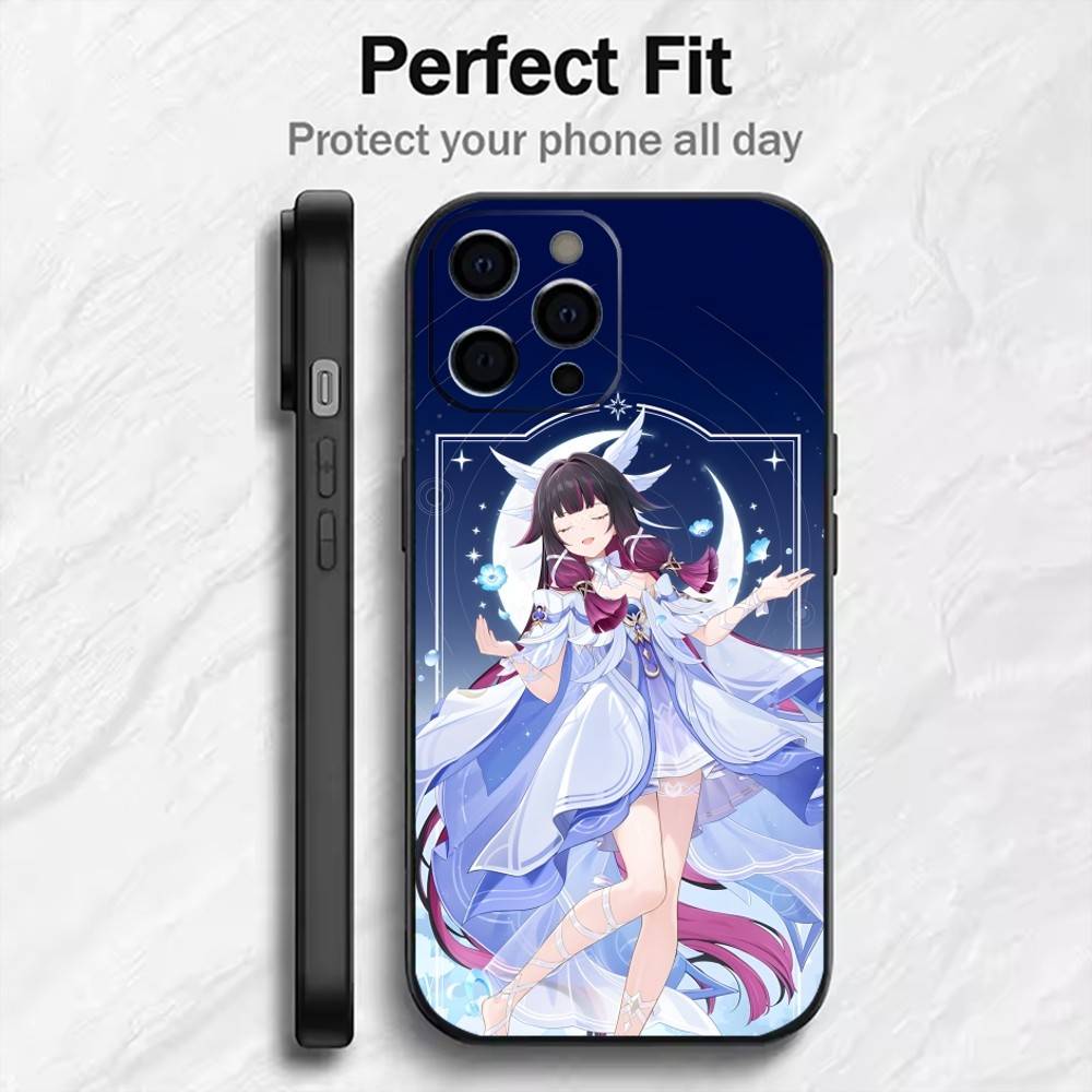 

Selen Columbina Genshin Phone Case For iPhone17,16,15,14,13,12 Plus,Max Soft Silicone Black Cover iPhoneXSMAX