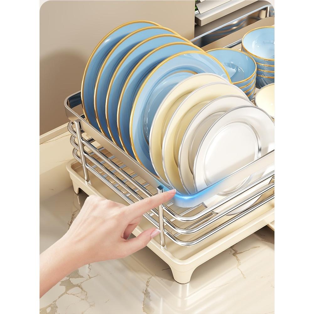 1 Set Griglia Scolapiatti e Vassoio 44*32*18cm / 42.5*28*19cm Scolapiatti in Acciaio Inossidabile Organizzatore Lavello da Cucina Parti Strumenti