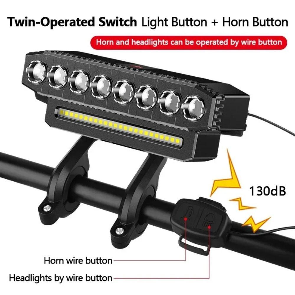 High Brightness Bicycle Front Light USB Rechargeable Cycling Headlights Bicycle Bell Light  Night
