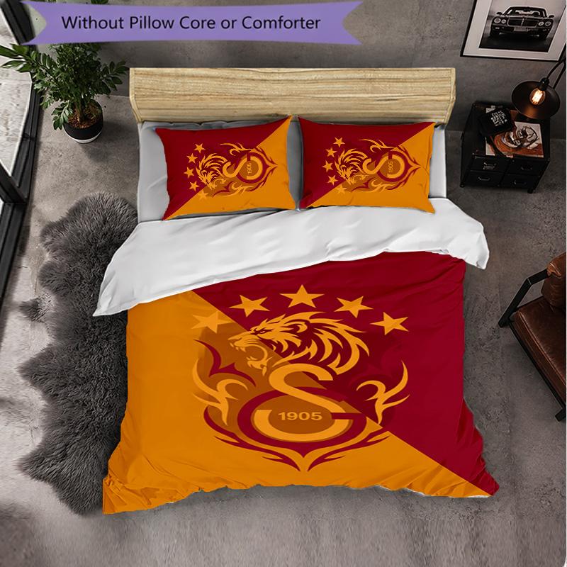 Galatasaray FC Themed Bedding 3Pcs Duvet Cover Set Decorative Bed Linen For Teen Room Home Decoration
