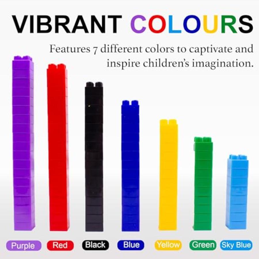 Large Stackable MultiColored Interlocking Building Blocks for Toddlers and Aged 3+ Safe NonToxic Plastic Toys with Bright Color