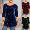 Pull à manches longues imprimé paillettes pour femme Coupe ample Col rond Style streetwear T-shirt