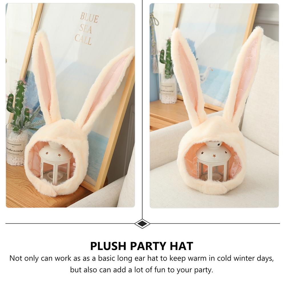 Osterhasenhut Requisite Hasenohren Plüschmütze Kleidung Beige Party Neuheit Kopfschmuck