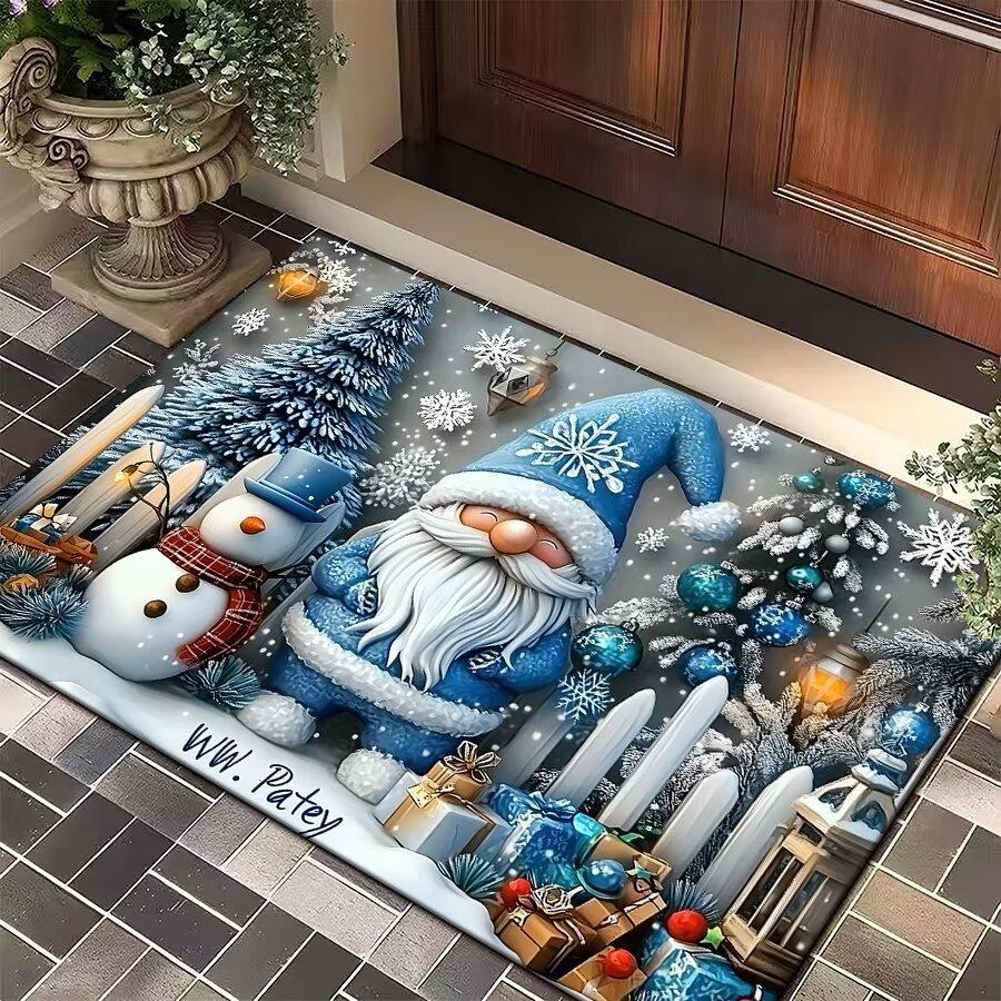 Christmas Doormat - Crystal Velvet Non-Slip Rug for Entryway, Bathroom, Festive Holiday Decor Holiday Welcome Mat