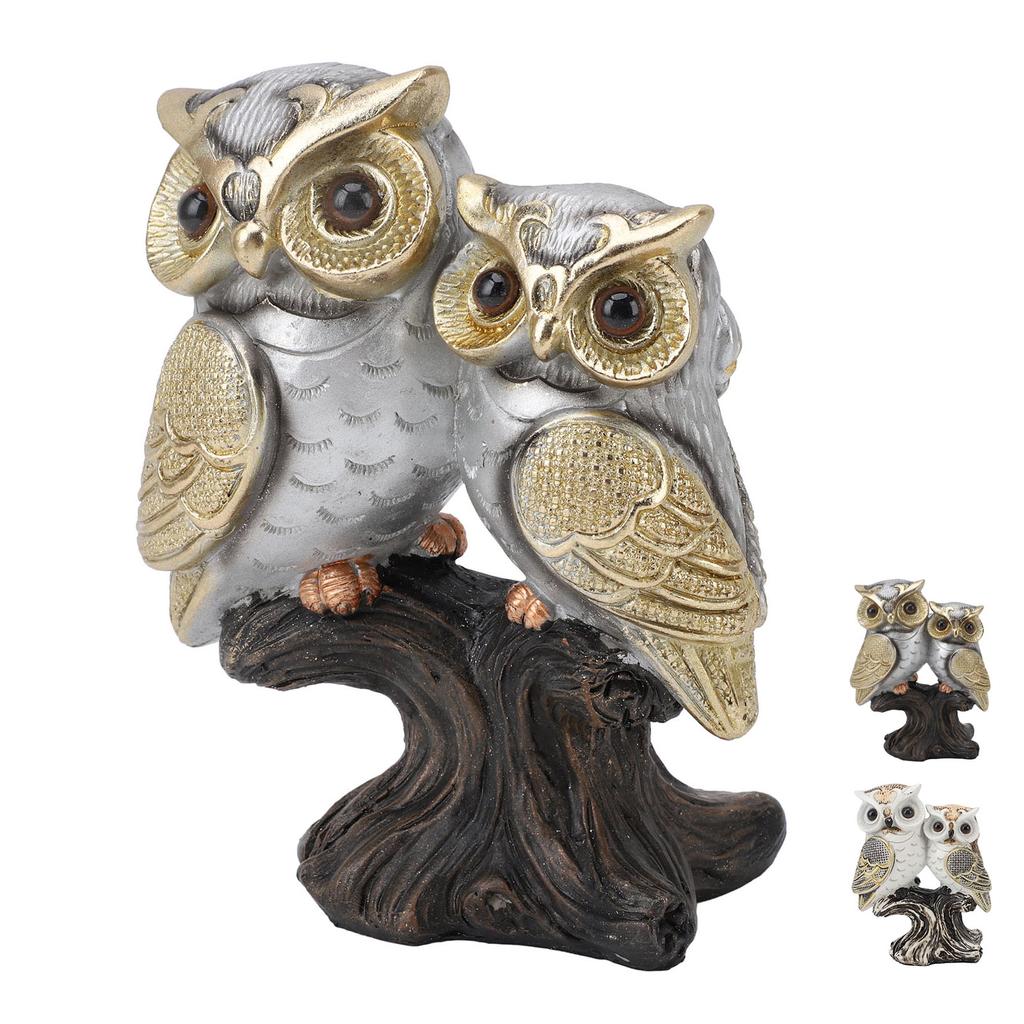 Owl Figurine Resin Lifelike Artistic Decorative Standing Owl Statue Ornament for Garden Living Room