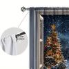 2pcs Santa Claus Snow View Window Printed Curtain for Home Decor - Rod Pocket Window Treatment for Bedroom, Office, Kitchen