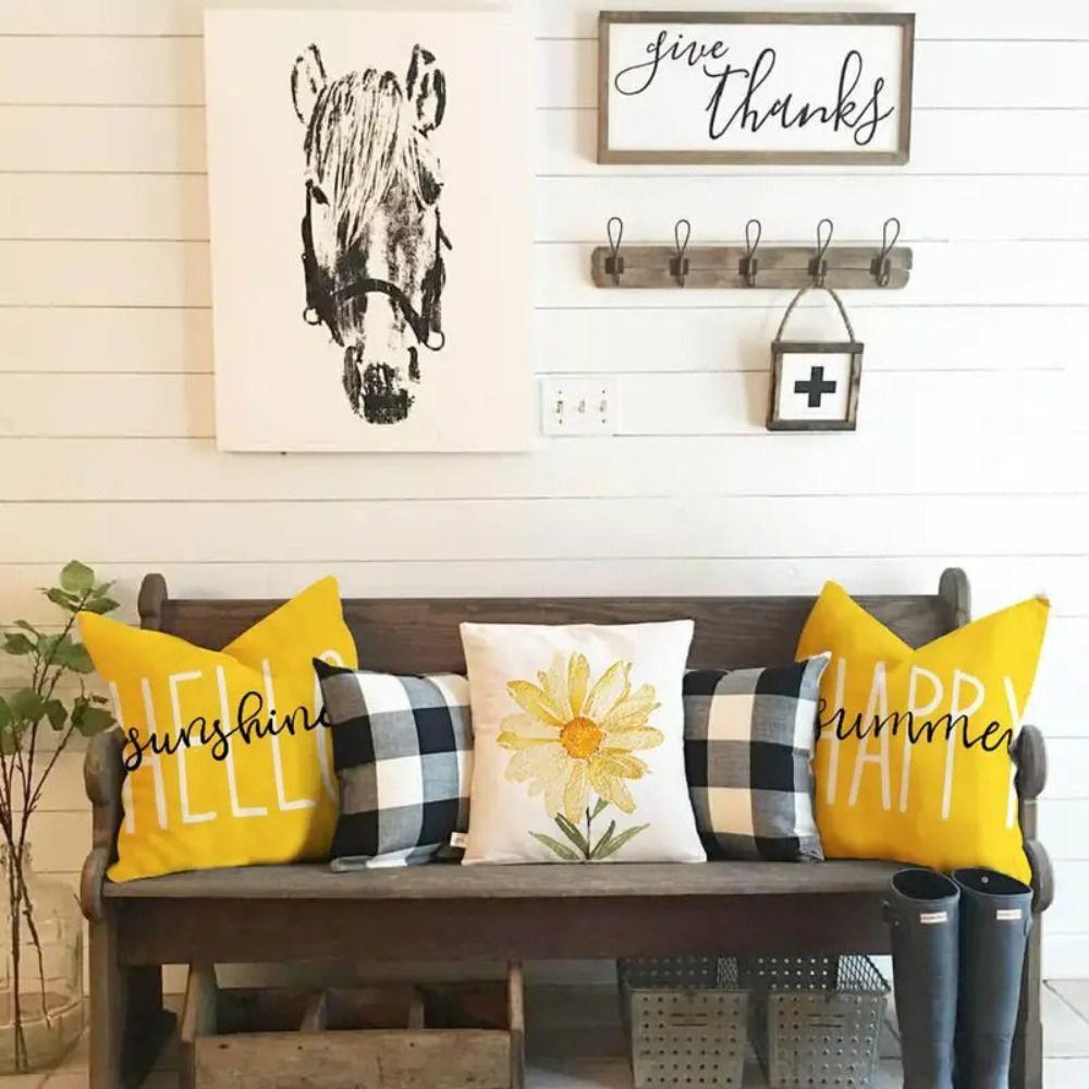 INS Style Throw Pillowcase Square Pillow Cover Flower Printing Cushion Cover Living Room/Office