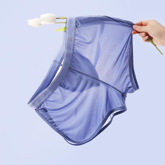 Men Home Shorts Solid Color Bouncy Loose Breathable Fine Mesh Underwear Quick Drying Summer Sport Casual Boxers Panties Home Wear