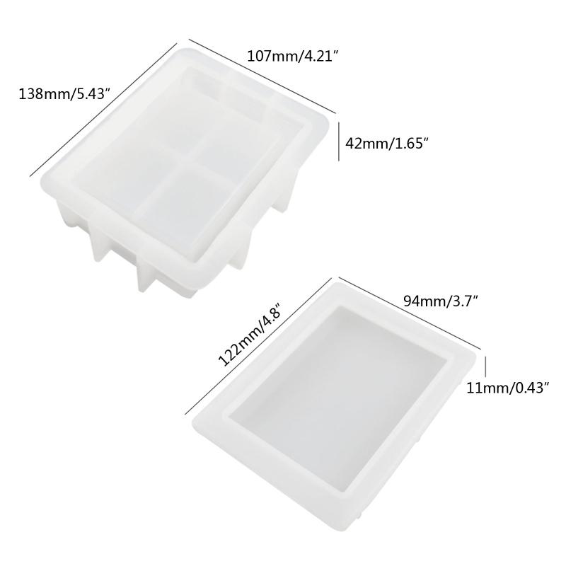 Box Mold Epoxy Resin Casting Molds with Lid Book-shape Silicone Mold for DIY Jewelry Gift Box Organizer Box Tissue for C
