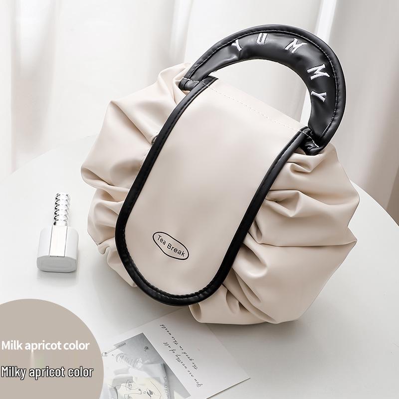 Women's Lazy Drawstring Makeup Bag - Large, Portable, Waterproof Cosmetic Travel Organizer