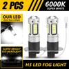 2Pcs Car H3 Led Fog Lights High Power Lamps Daytime Running Light Bulbs Super Bright 6000K White Lamp