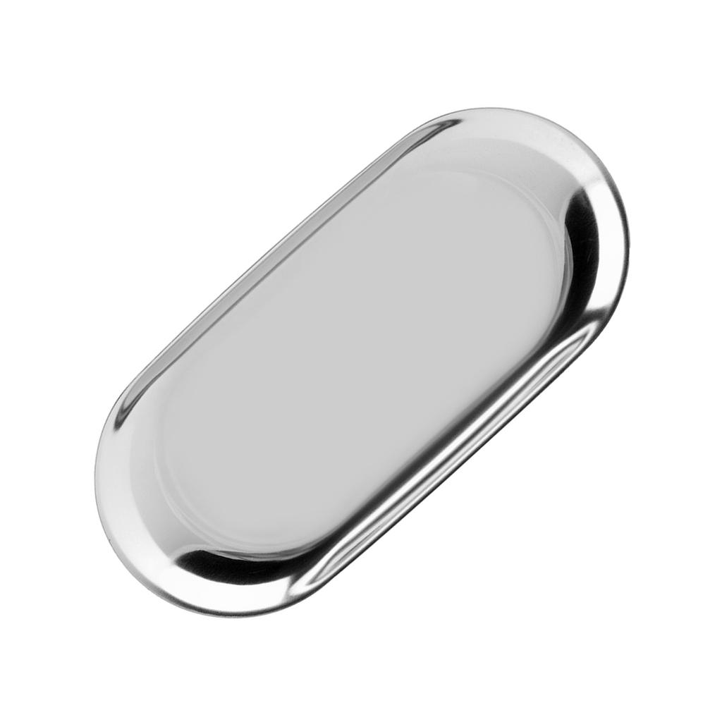 Nordic Style Stainless Storage Tray Cosmetics Jewelry Cake Plate for Office Desks(Silver L)