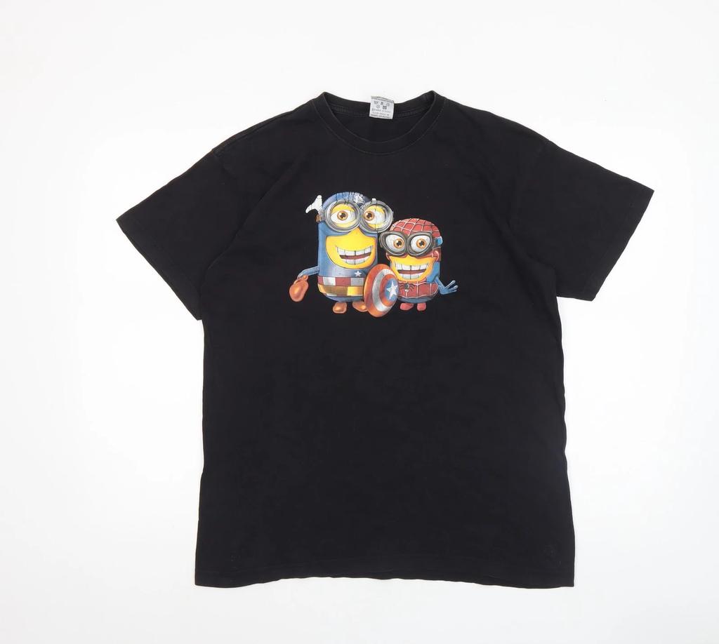 American Zone Men’s Black Minions Graphic Cotton T-Shirt Size M