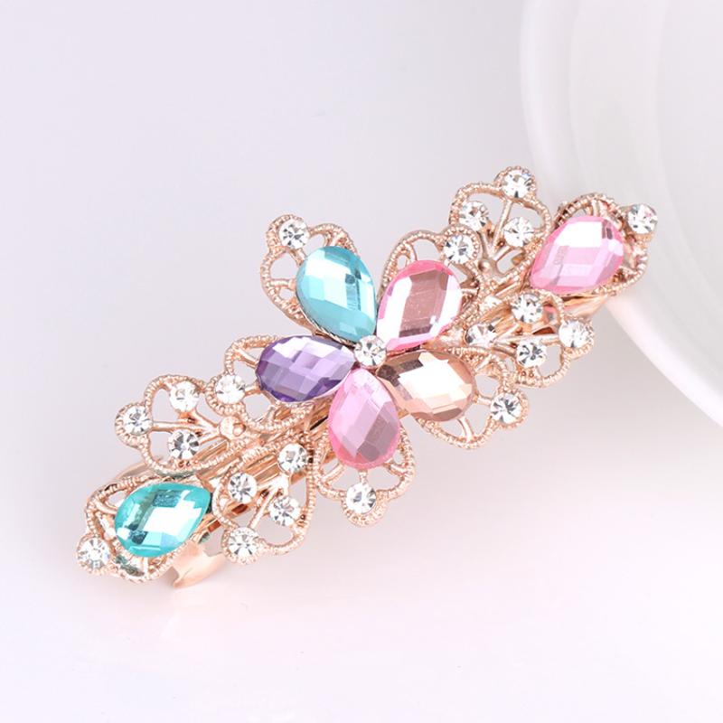 Fashionable Bow Hair Clip, Women's Pearl Flower Crystal Hairpin, Spring Clip Hair Accessory