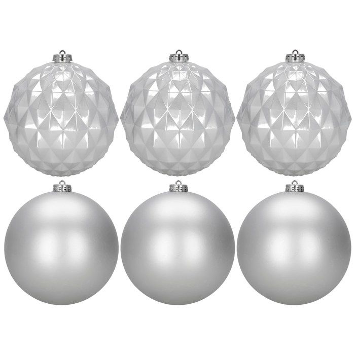 Boules de sapin de Noël - SPRINGOS - 15 cm - Argent - Incassables - 6 pcs