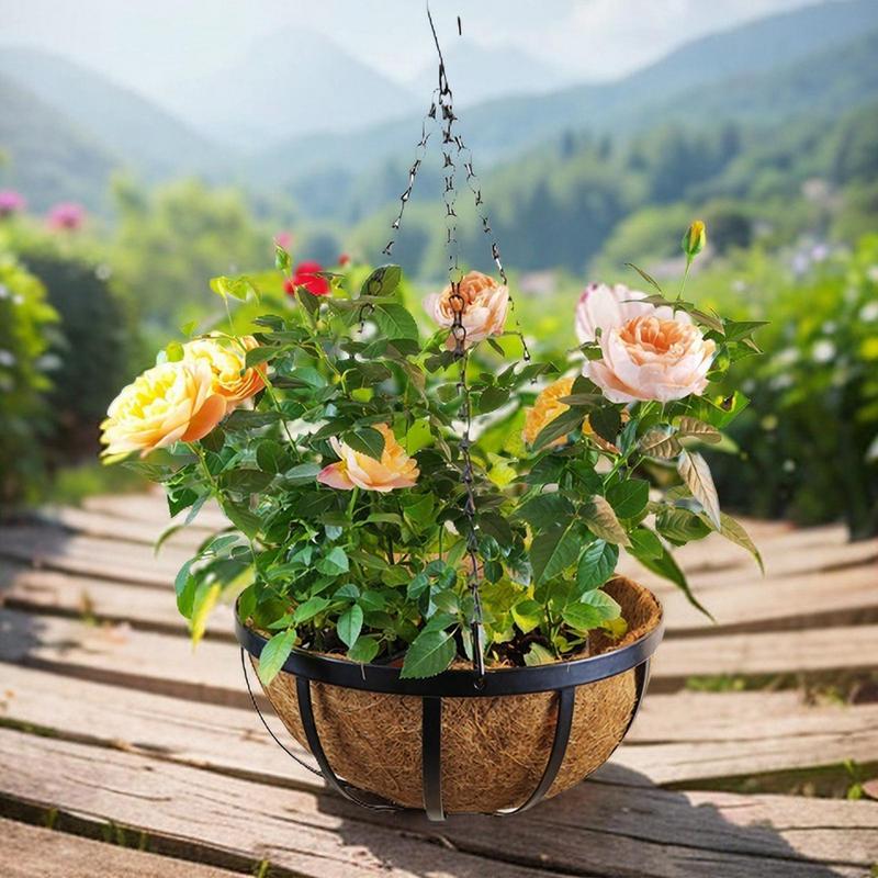 Hanging Baskets for Plants with Coco Liner Flower Basket Pots Holder Hanger Hook Deck Patio Porch Garden Balcony Decoration