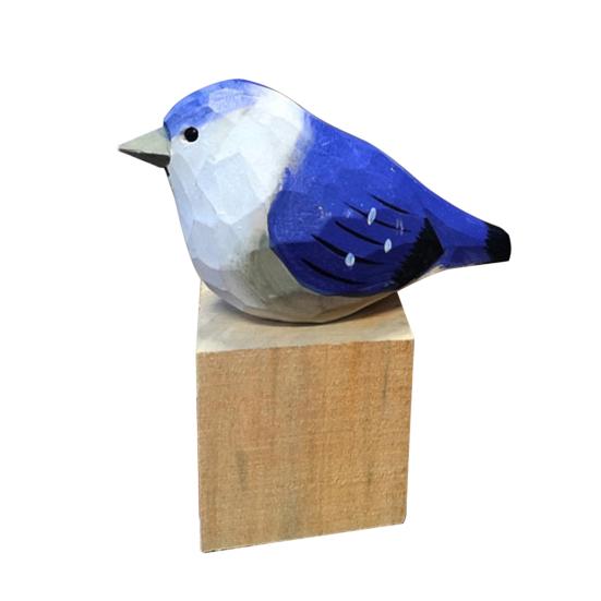 Hand-Carved Painted Wooden Bird Figurine Rustic Small Zebra Finch Statue Sculpture Ornament Decoration for Home Office Living Room