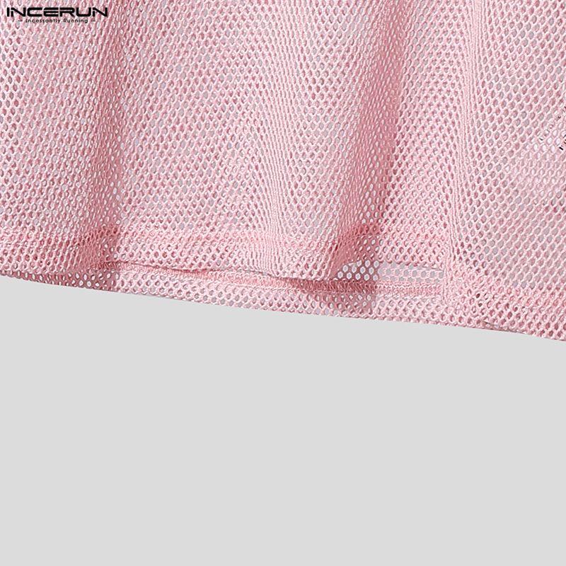 INCERUN Men Mockneck Long Sleeve Webbing Patchwork Fitted Casual Undershirts T-shirts