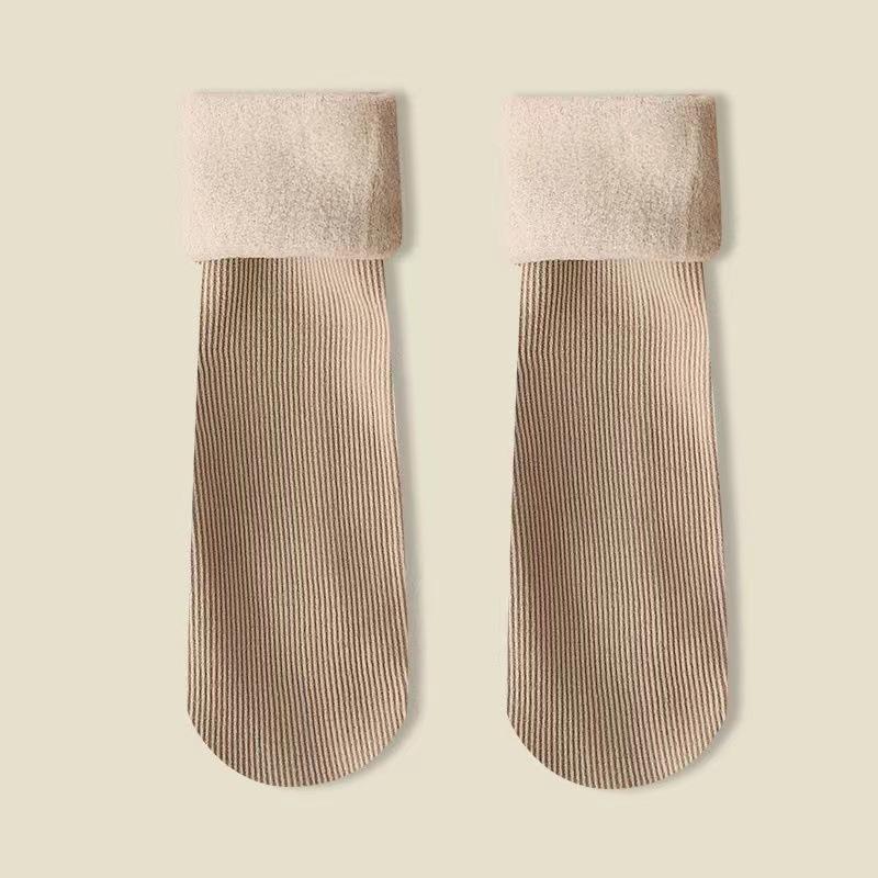 Women'S Plus Size Knee-Length Socks - Polyester Knit Fabric, Fleece-Lined, Solid Color, Warm