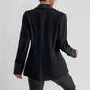 Womens Black Elegant Blazer Top With Sequin Patchwork Long Sleeve Office Wear