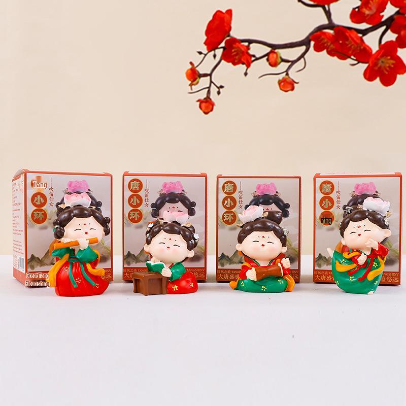 Creative Ancient Tang Lady Figurine: National Tide Style Desktop Ornament