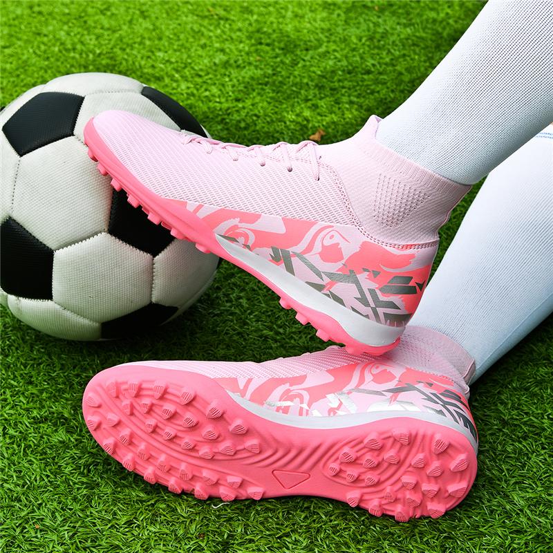 Erkek Yüksek top Futbol Ayakkabıları Uzun Çivili Spor Ayakkabıları Suni Çim Profesyonel Eğitim Gençler Büyük Boy Futbol Ayakkabıları