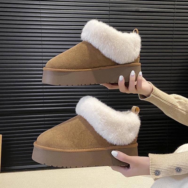 

Women s Large Size Soft Sole Heightening Winter Warm Fur One Snow Boots Padded Lined Ankle Boots Anti-slip Hiking Casual Sports Cotton Boots 43 малиновый