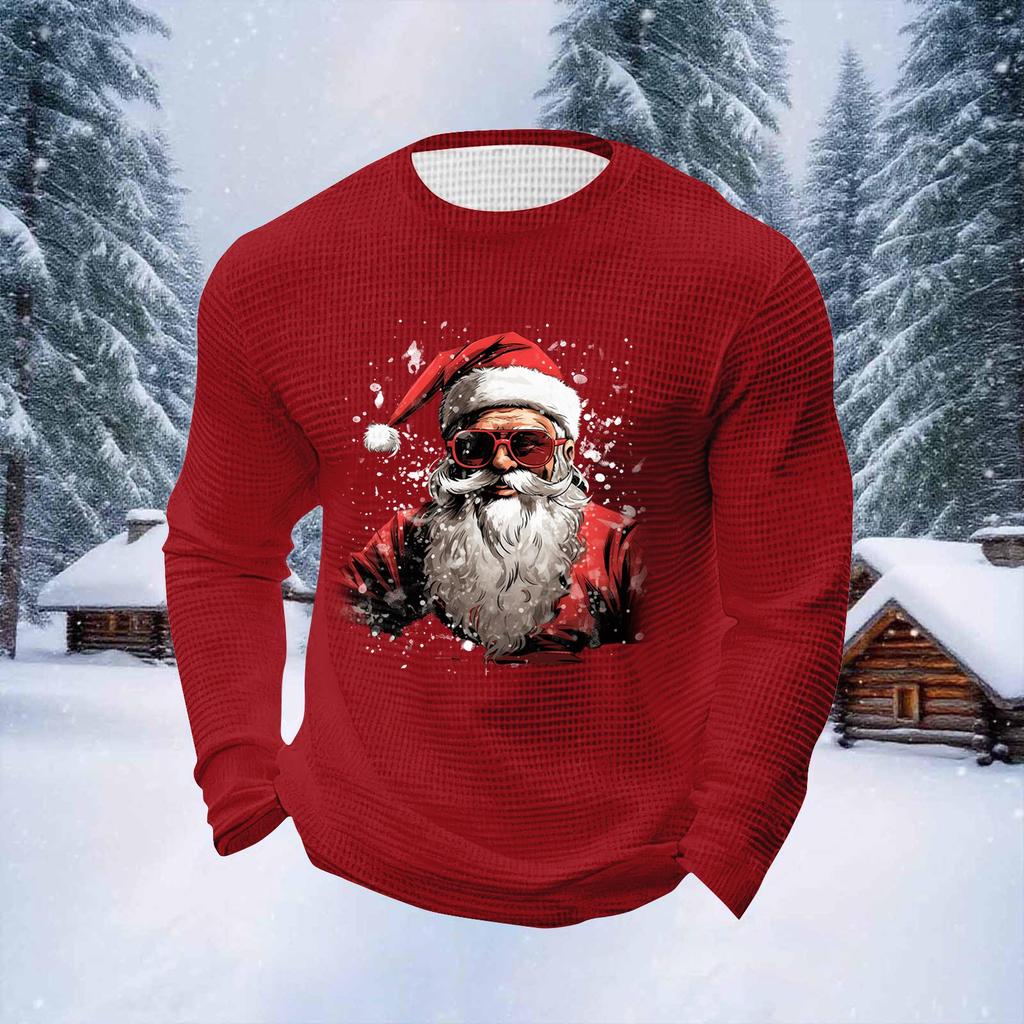Herre Juleprint Rund Hals Langermet Topper Herre Sport Stor Størrelse Casual Rund Hals Topper