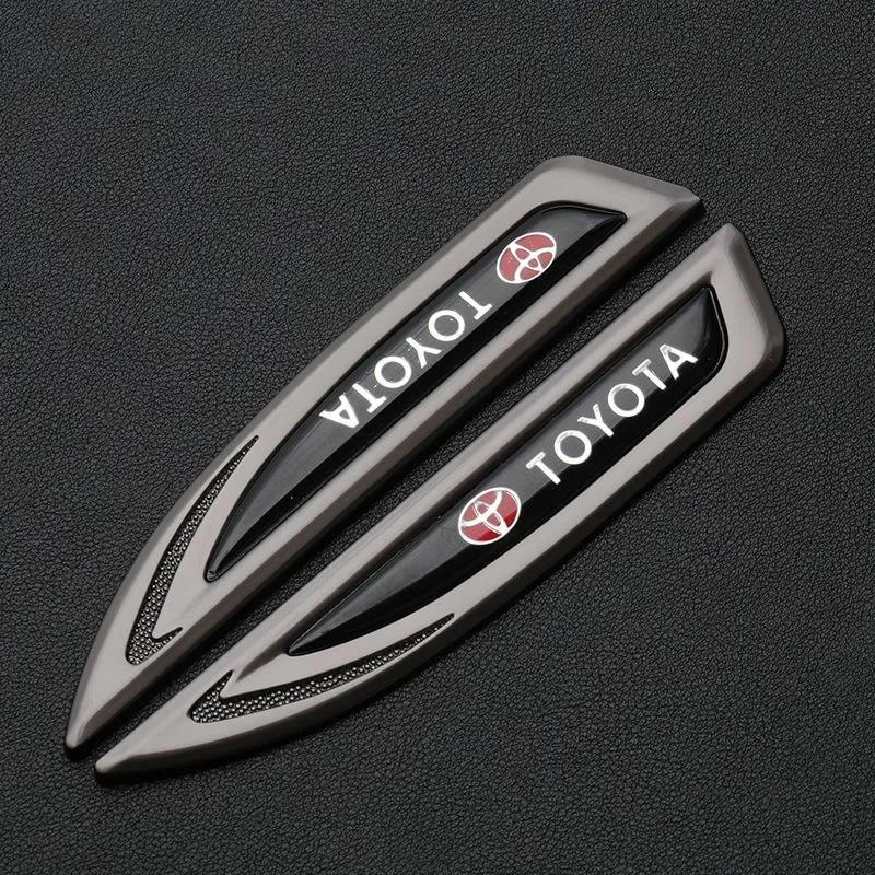 2Pcs Car Metal Alloy Logo Auto Body Side Fender Knife Badge Stickers For Toyota Fortuner Chr Prius Verso Hiace Yaris Trd Corolla