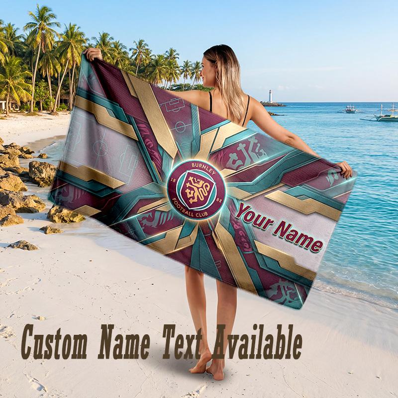 Burnley Football Design Beach Towel Custom Text Large Towel for Beach Vacation