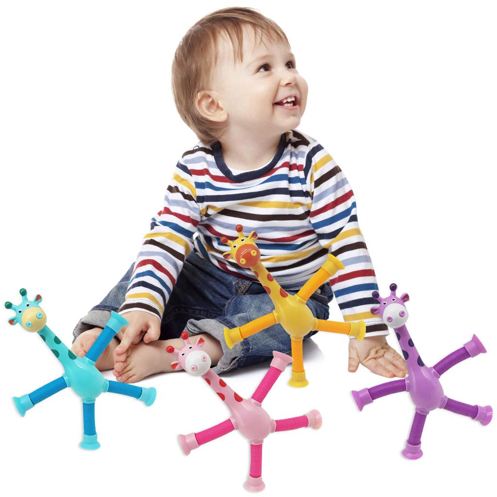 Telescopic Suction Cup Giraffe Toy, Ever Changing Giraffe Educational Stress Relief Toy, Parent-Child Interactive Decompression Toy