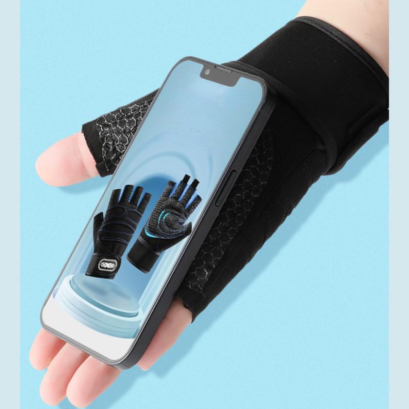 Guanti con manubri per uomo e donna, guanti da allenamento per palestra, bodybuilding, sollevamento pesi, protezioni per i polsi antiscivolo