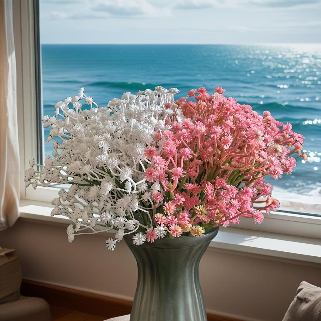 20 buketter av rosa och vita blommor, Realistisk beröring, Simulerade blommor, Centerpiece för årsdagar, Bröllop, Förlovningar, Hotell, Trädgårdar