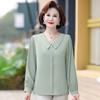 Mom's Spring and Autumn Chiffon Shirt Long Sleeve Middle Aged and Elderly Women's Top Clothes Spring Clothing