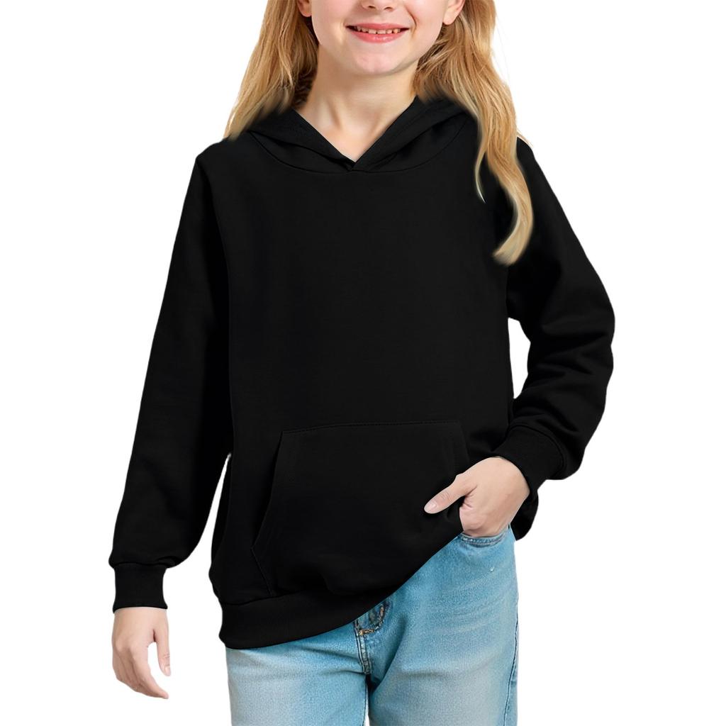Jednobarevná mikina s kapucí pro větší děti - Unisex pulovr
