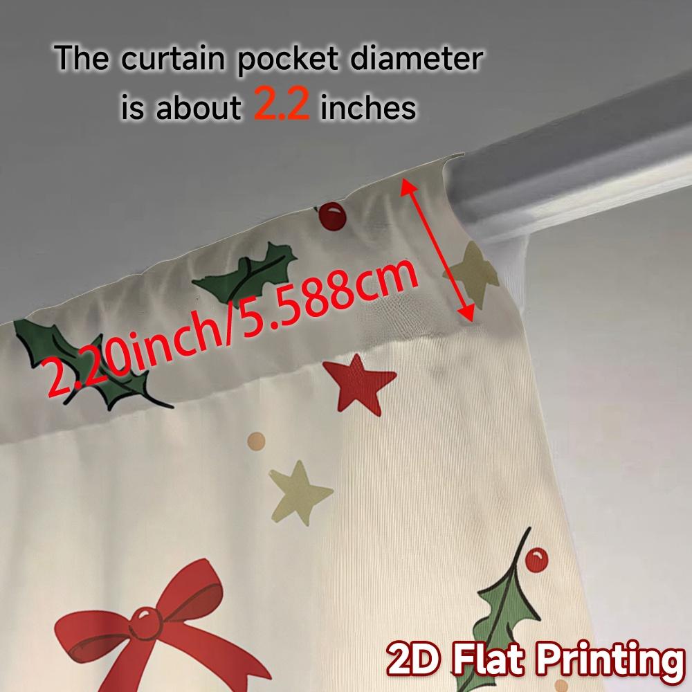 2pcs,Curtains Christmas Berry Twig Star (2) Chic Contemporary Curtains Versatile 100% Polyester Curtains Decorations Suitable